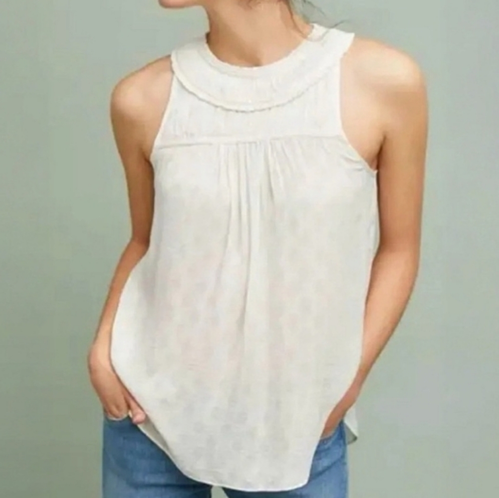 Maeve Anthropologie Sz 0 Ivory Clovis Sleeveless Tank Top